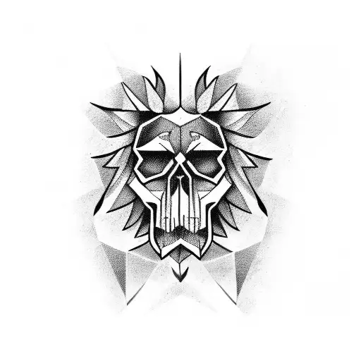 skull with lion tattoo design idea
