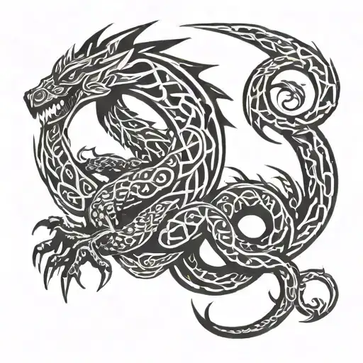 sleepy celtic dragon tattoo design idea