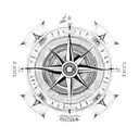 black and White Compass tattoo design idea