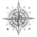 black and White Compass tattoo design idea