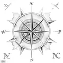 black and White Compass tattoo design idea