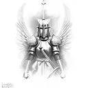 knight crusader with angel wings tattoo design idea