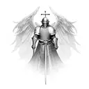 knight crusader with angel wings tattoo design idea