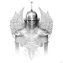 knight crusader with angel wings tattoo design idea