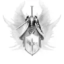 knight crusader with angel wings tattoo design idea
