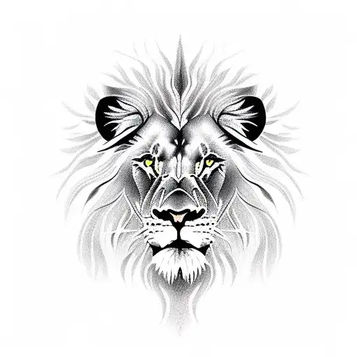 lion face close up in the brush hunting tattoo design idea