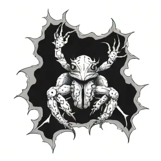 spider on frog playing tattoo design idea