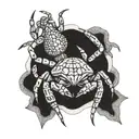 spider on frog playing tattoo design idea