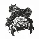 spider on frog playing tattoo design idea