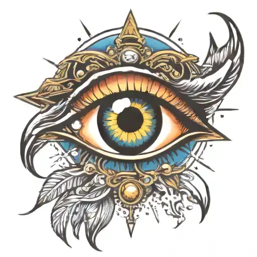 eye with a tear and hands holding galaxy tattoo design idea