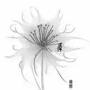 Red spider lily with phrase "Become stornger, smarter, be better" tattoo design idea