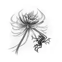 Red spider lily with dragon around it tattoo design idea