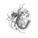 Red spider lily with dragon around it tattoo design idea
