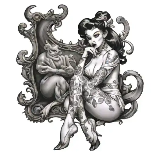 nsfw disney characters nude pin up tattoo design idea
