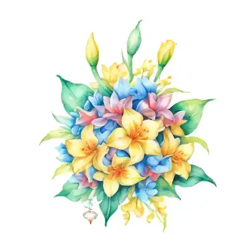 pisces Sagittarius love daffodil hydrangeas tattoo design idea