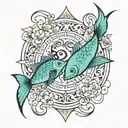 pisces Sagittarius love tattoo design idea