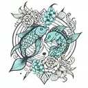pisces Sagittarius love tattoo design idea