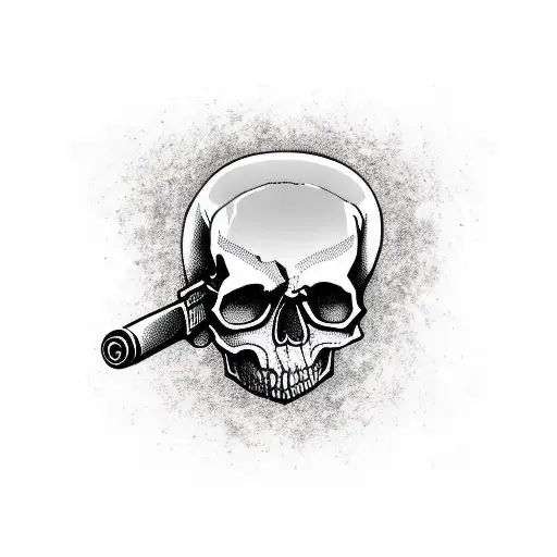 skull holding gun to head  tattoo design idea