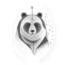 hill with river. A bear in black. tattoo design idea