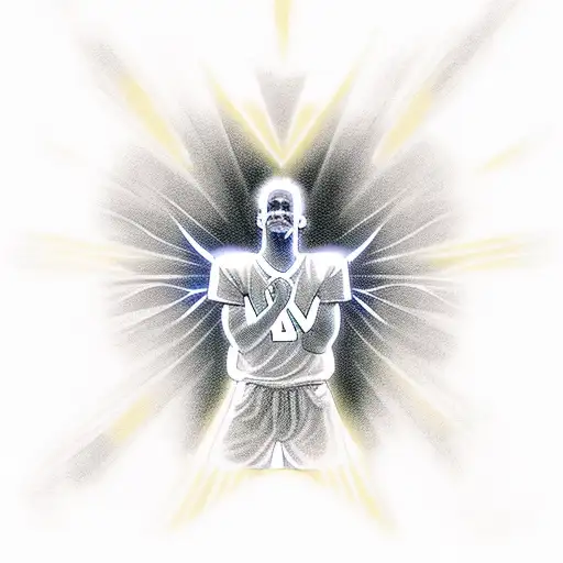 A silhouette of a football player kneeling in prayer, surrounded by rays of light symbolizing God's presence tattoo design idea