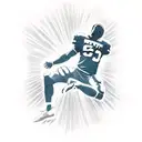 A silhouette of a football player kneeling in prayer, surrounded by rays of light symbolizing God's presence tattoo design idea
