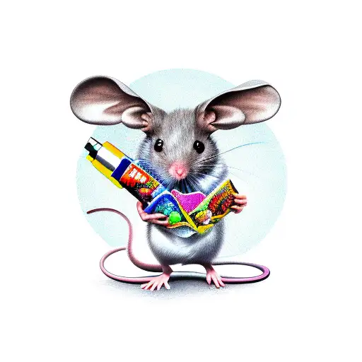 Mouse Holding a BIC Lighter tattoo design idea