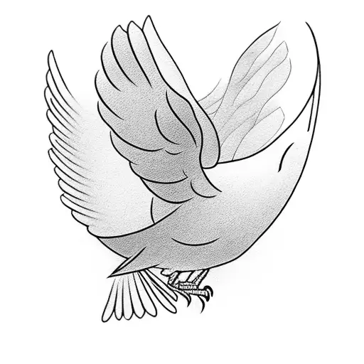 A blackwork design of a dove carrying an olive branch, representing kindness and peace tattoo design idea