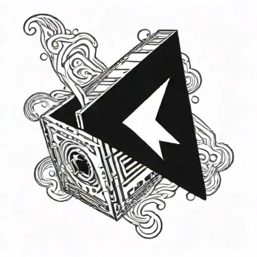 À bowie box, focusing more on the box, a simple, symbolic minimal tattoo of a musical box. It's inspired by a song.  tattoo design idea