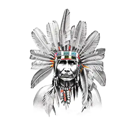 sudamerican indian with a jungle behind  tattoo design idea