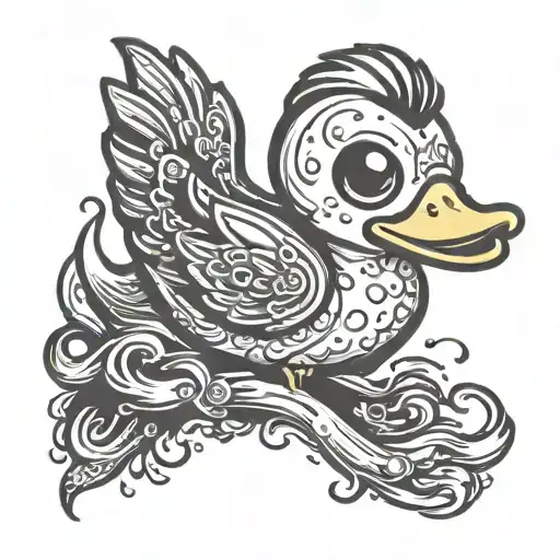 rubber duck toy punk rock emo with tattoos tattoo design idea