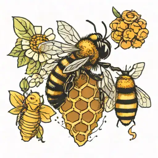 honey bee hive tattoo design idea