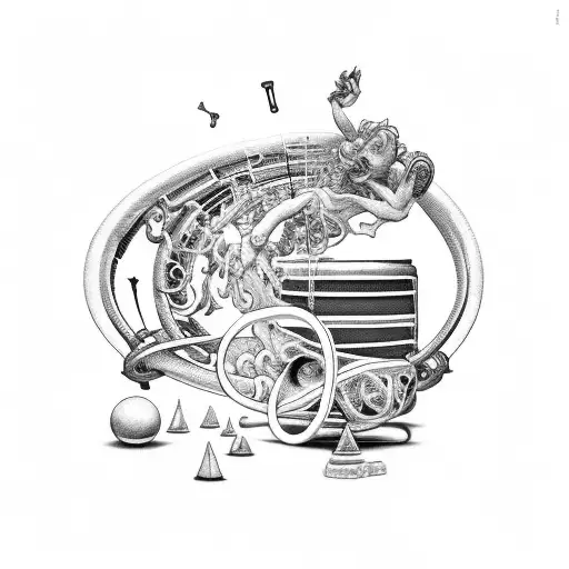 music and gym and greek mythology and mac miller and life and dopamine and seritonin tattoo design idea