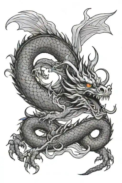 dragon with korean flag tattoo design idea
