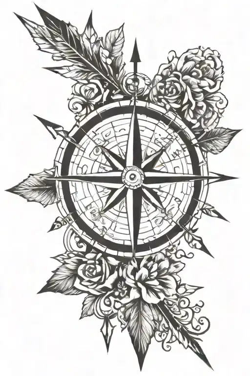 compass arrow design tattoo design idea