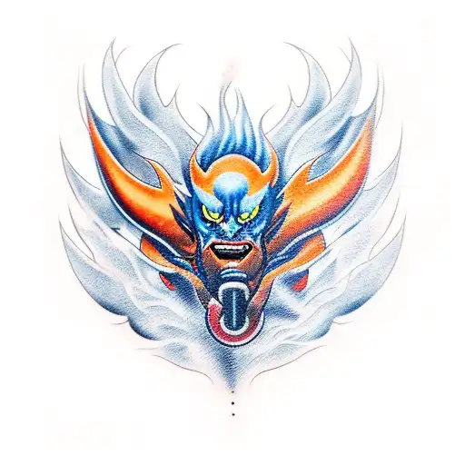 A realistic tattoo of Infernape in a dynamic pose, representing your passion for both Pokemon and medicine tattoo design idea
