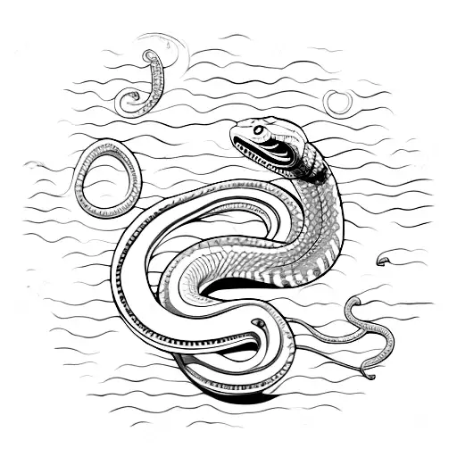 two snakes entwined with cowrie shells  tattoo design idea