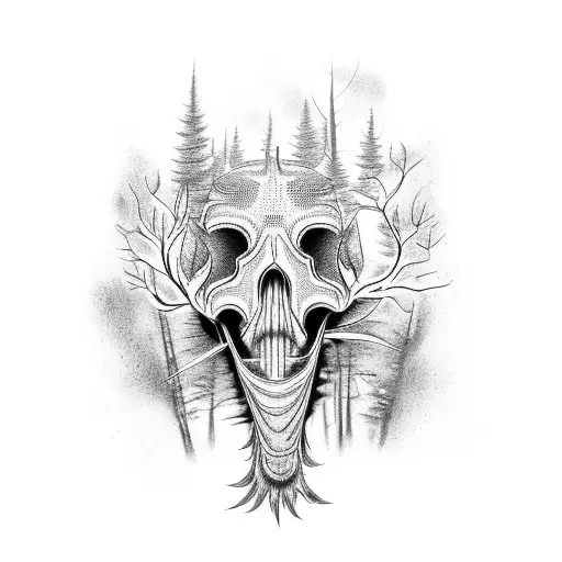 minnesota state bass fish dodge pickup sunset skull trees pond cars abstract  tattoo design idea