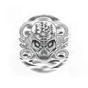 minnesota state bass fish dodge pickup sunset skull trees pond cars abstract  tattoo design idea