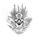 minnesota state bass fish dodge pickup sunset skull trees pond cars abstract  tattoo design idea