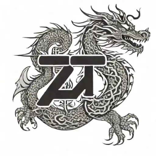 dragon with chinese letters meaning family tattoo design idea