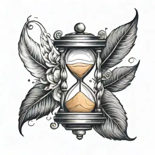 draw a tattoo an hourglass tattoo in a minimalist style with sand flowing from the top half to the bottom, a sideways ro tattoo design idea