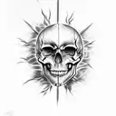the dark mark from harry potter with the deathly hallows on the skull with a smokey backround  tattoo design idea