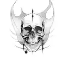 the dark mark from harry potter with the deathly hallows on the skull with a smokey backround  tattoo design idea