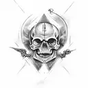 the dark mark from harry potter with the deathly hallows on the skull with a smokey backround  tattoo design idea