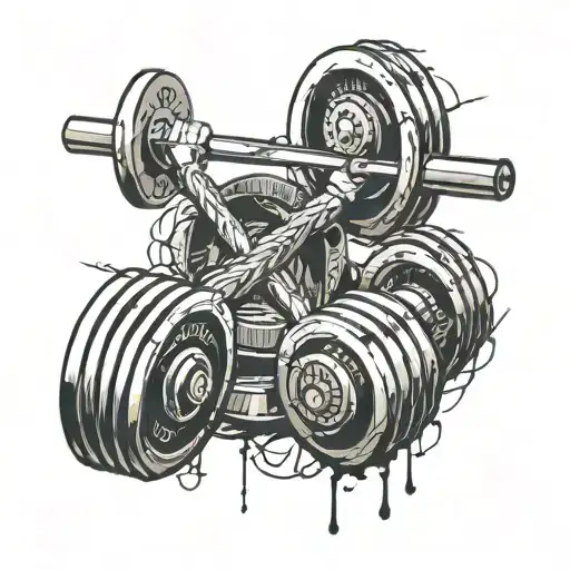 gym barbell Barbed wire mirror weight loss courage tattoo design idea