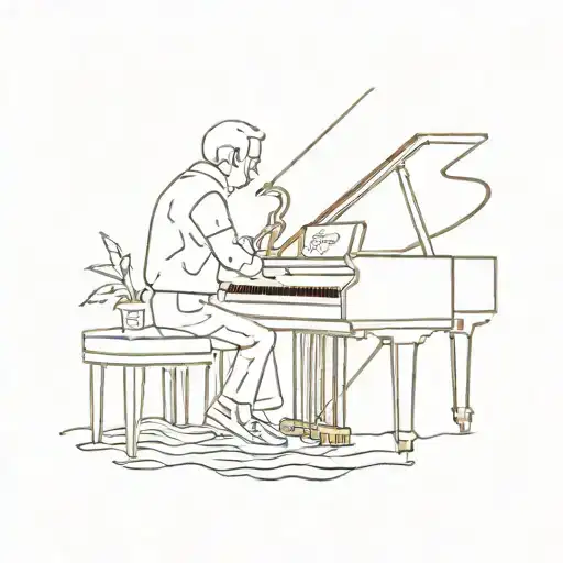 memorial for grandparents one who plays piano and one who loves fishing and cards  tattoo design idea