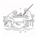 memorial for grandparents one who plays piano and one who loves fishing and cards  tattoo design idea