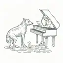 memorial for grandparents one who plays piano and one who loves fishing and cards  tattoo design idea