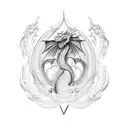 dragon flying in infinity symbol tattoo design idea