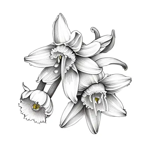 daffodil, daisy, lilly of the valley  tattoo design idea
